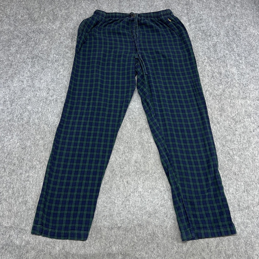 Polo Ralph Lauren Pajama Pants Mens M‎ Blue Green Flannel Plaid Sleepwear